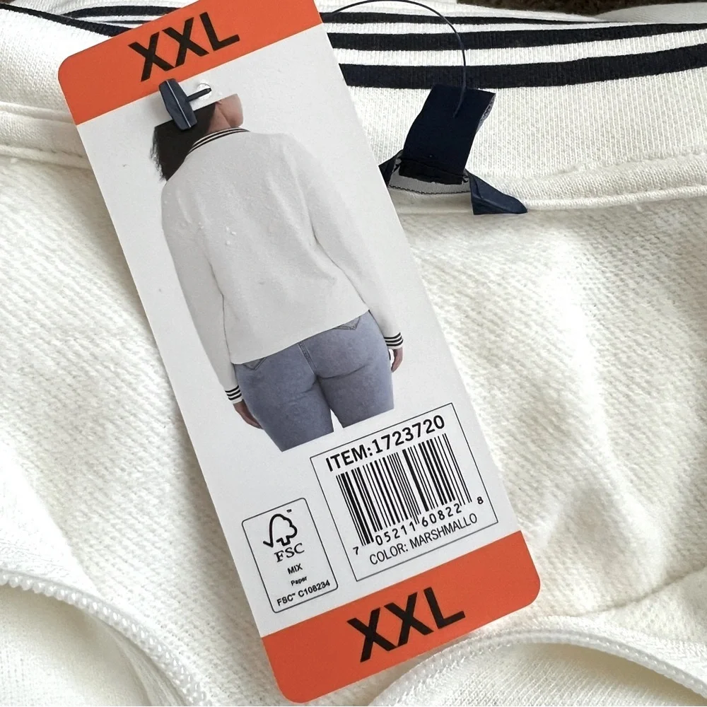 NAUTICA 1/4 Zip Polo Pullover Top Lightweight Sweatshirt White Navy NWT XXL - Picture 7 of 9